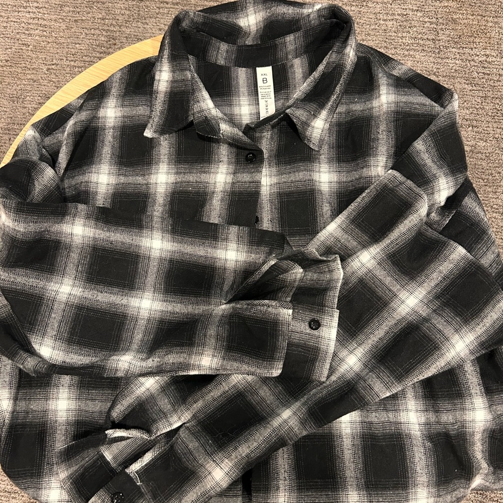 Amazon Black and Gray Plaid Button Down Shirt